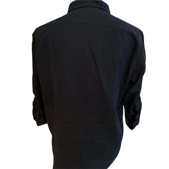 Medium Michael Kors Mens Linen Blend Button Down Shirt Roll Tab Sleeves - Picture 3 of 5